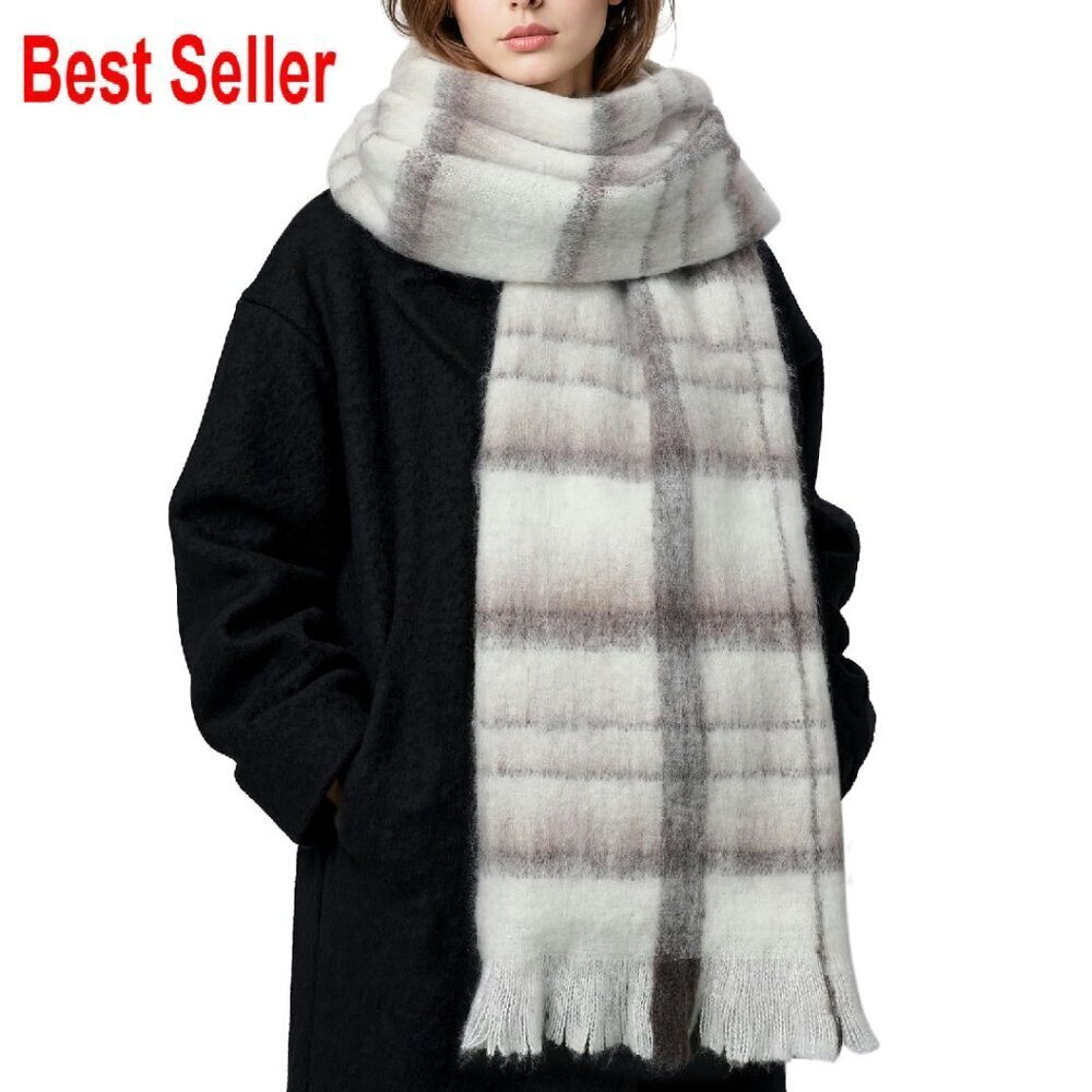 Chunky Winter Scarf with Tassel Plush Soft Classic Elegant Oversized Wrap